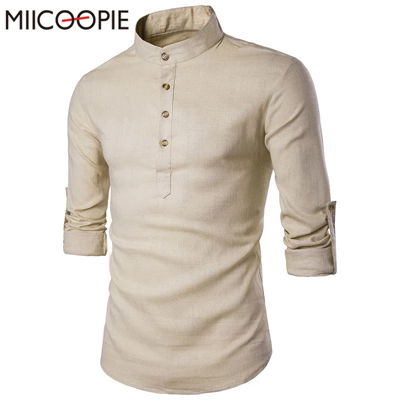2017 новые модные мужские рубашки с длинным рукавом льняные однотонные тонкие
