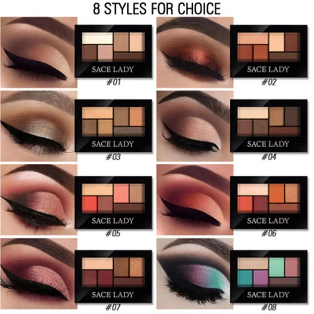 6 видов цветов Тени для век Палитра матовые мерцающие натуральные тени порошок