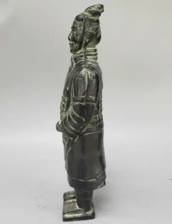 Китайская коллекция латунные Резные Qin Terra-Cotta воины и лошади статуя солдата