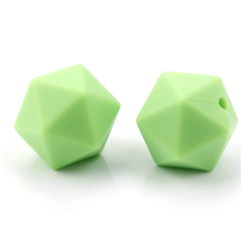 50pcs 14mm Silicone Icosahedron Teething Beads Bpa Free Baby Teether Necklace Bracelet Accessories Infant Nursing Pacifier Chain
