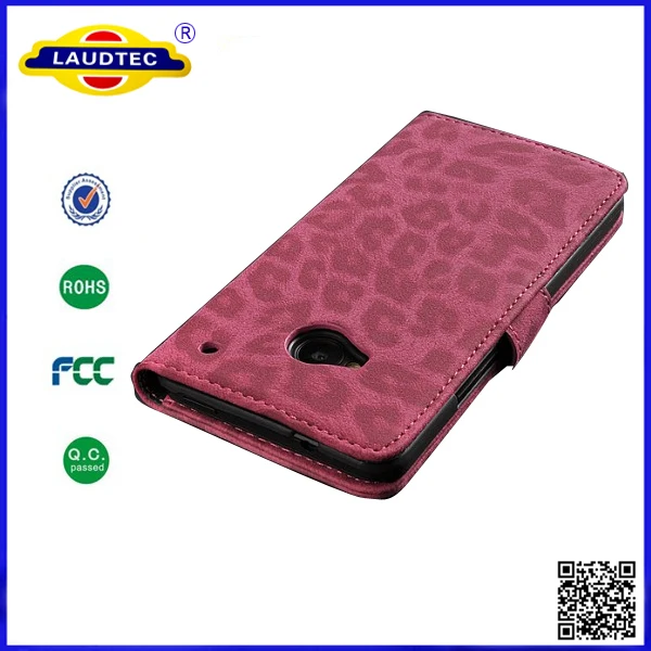 200pcs/lot Made in China Leopard Flip Wallet Leather Case Cover For HTC One 2(M8) Free Shipping--Laudtec |
