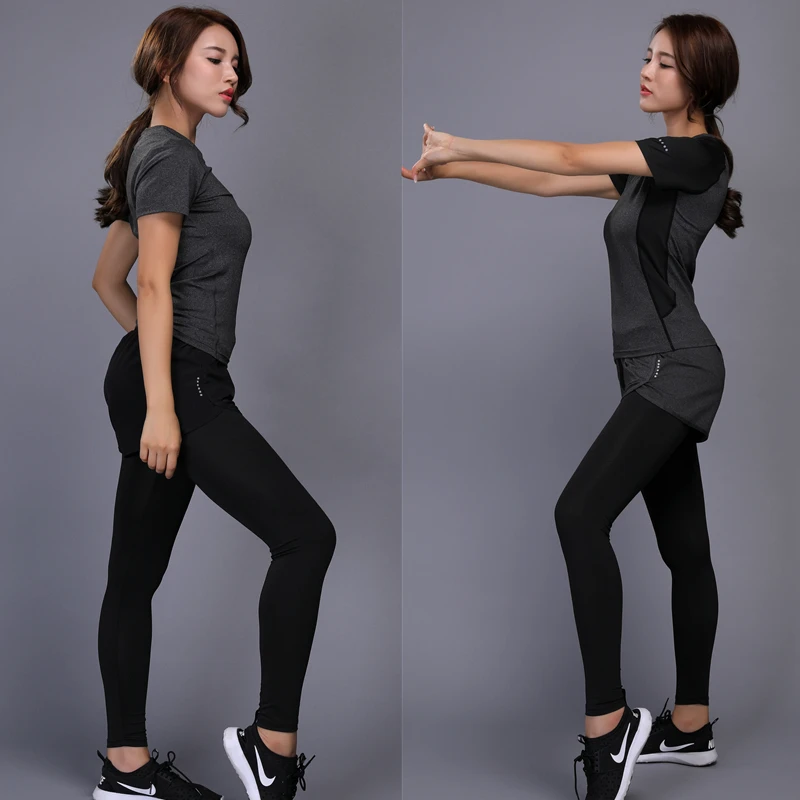 Новый комплект для йоги одежда тренажерного зала фитнеса теннисная рубашка +
