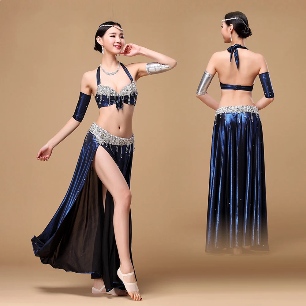 2017 New Stage Women Belly Dance Costumes 3pcs(Bra+Handsleeve+Belt) Tribal Danza Del Vientre Long Gypsy Genie | Тематическая одежда