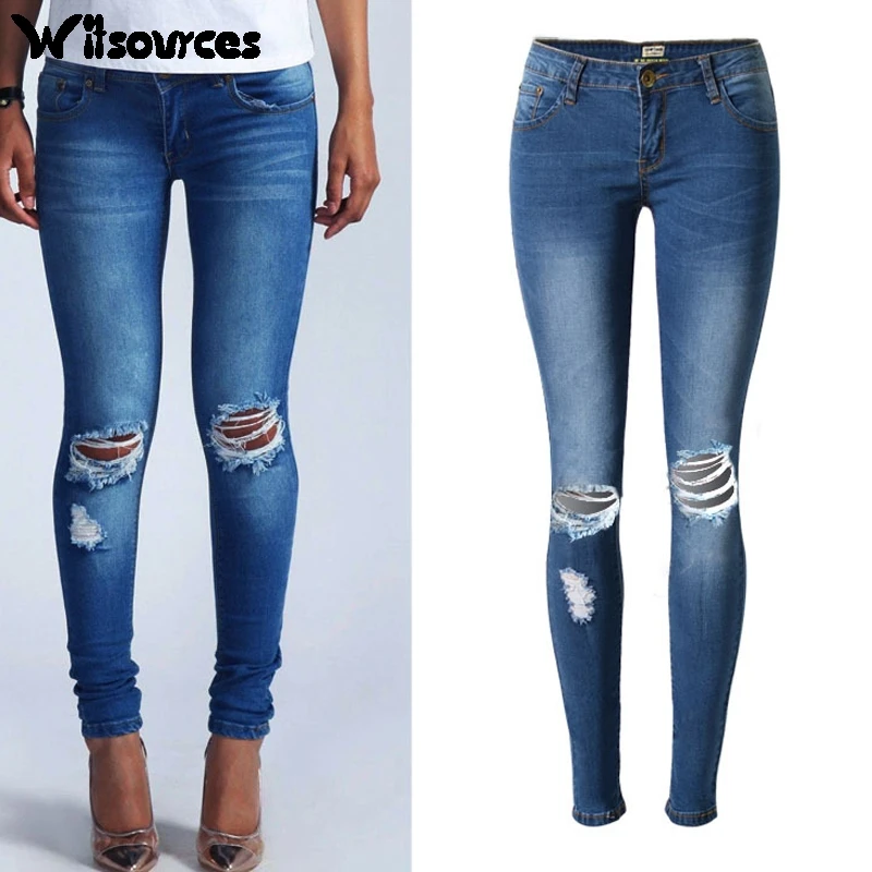 Женщины Witsources карандаш джинсы летние новые модные рваные повседневные SD4358 |