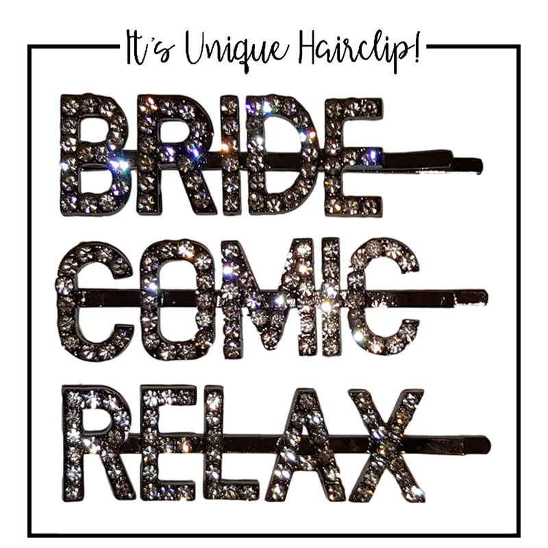 

Wedding Jewelry Metal "Bride" Word Hair Clips Custom English Letters Crystal Hair Jewelry Bobby Pins Casual Side Bangs Barrette