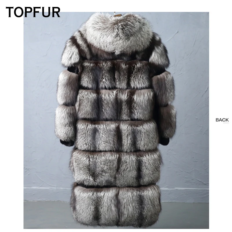 Мужская кожаная куртка с капюшоном TOPFUR роскошная зимняя натуральным мехом лисы