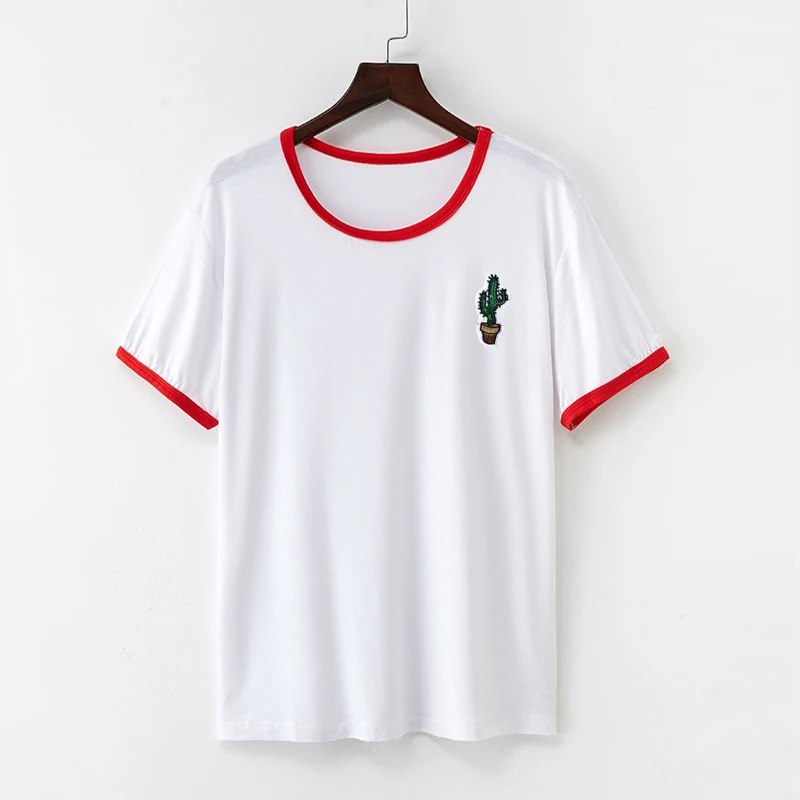 Женская летняя футболка 2019 однотонная Повседневная Свободная белая с круглым