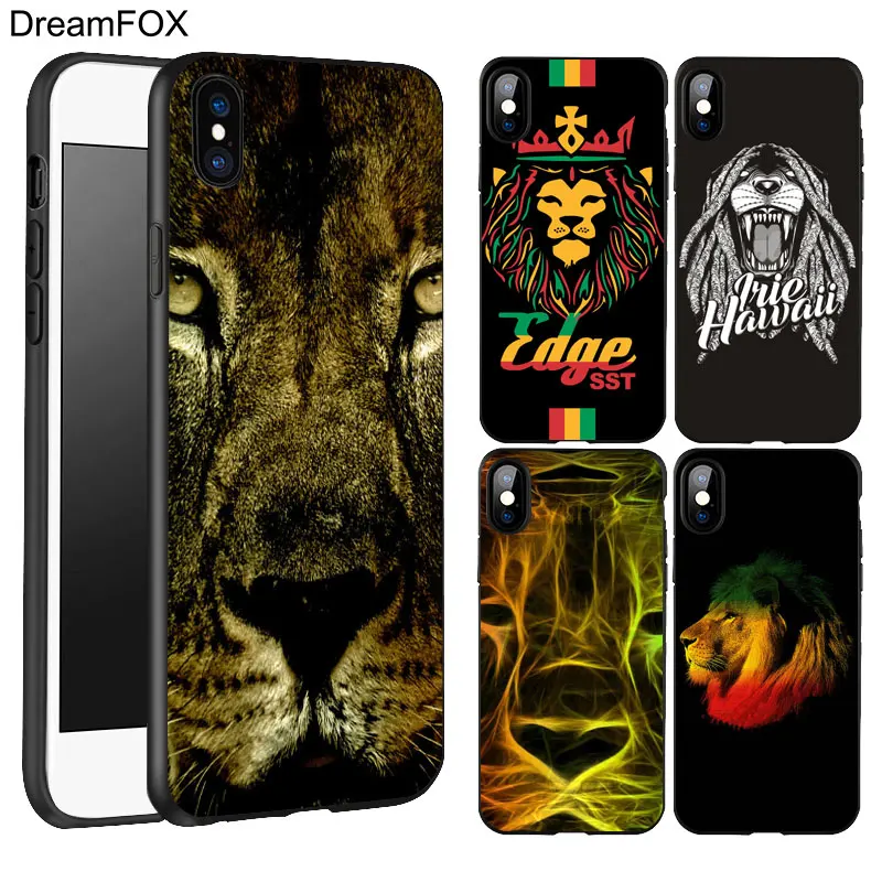 DREAMFOX K167 Rasta Lion Черный Мягкий ТПУ силиконовый чехол для Apple iPhone 11 Pro XR XS Max X 8 7 6 6S Plus 5 5S