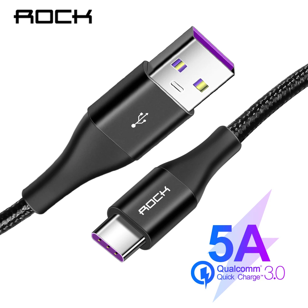 ROCK type C 5A супер быстрая зарядка USB кабель для передачи данных телефон QC 4 0 huawei P20 P10 P9