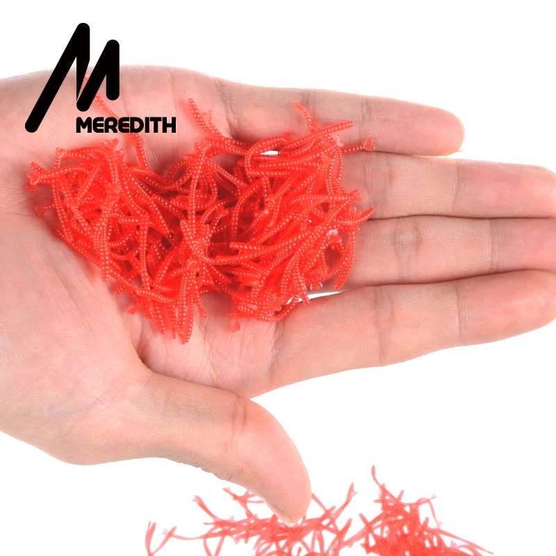 Meredith 200 шт. приманки в виде красного червя с запахом 2 см лидер продаж Мягкая