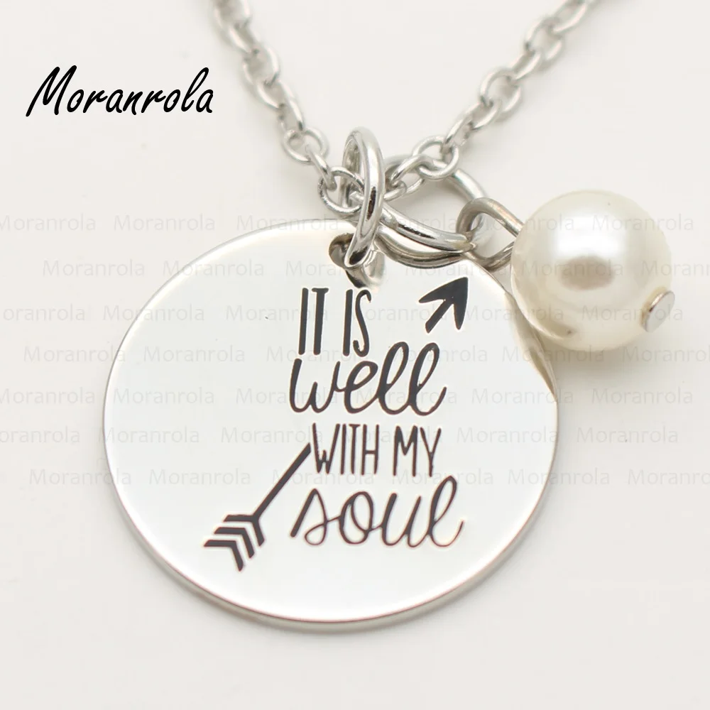 Новинка медное Серебряное ожерелье и брелок с надписью It is well with my soul