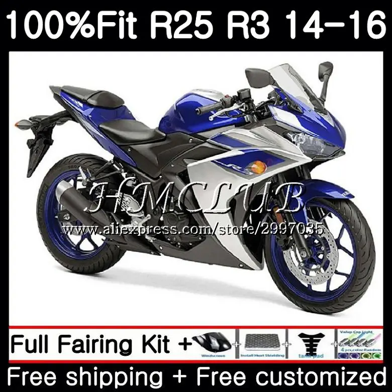 

Инъекции для YAMAHA Синий Серебряный YZF-R3 YZFR25 2014 2015 2016 2017 10HC10 YZF-R25 YZF R3 R25 R 25 YZFR3 14 15 16 17 обтекатель комплект
