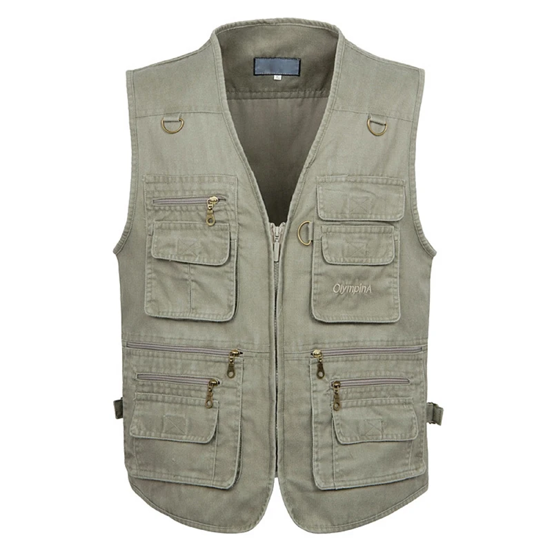 Fishing Vest Men Sleeveless Jacket Work Vests Outdoors With Many 16 Pockets Multi Pocket Photograph Waistcoat L-6XL 7XL | Мужская одежда