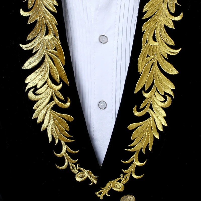 PYJTRL мужской платок воротник Королевский синий замшевый вышитый свободный костюм