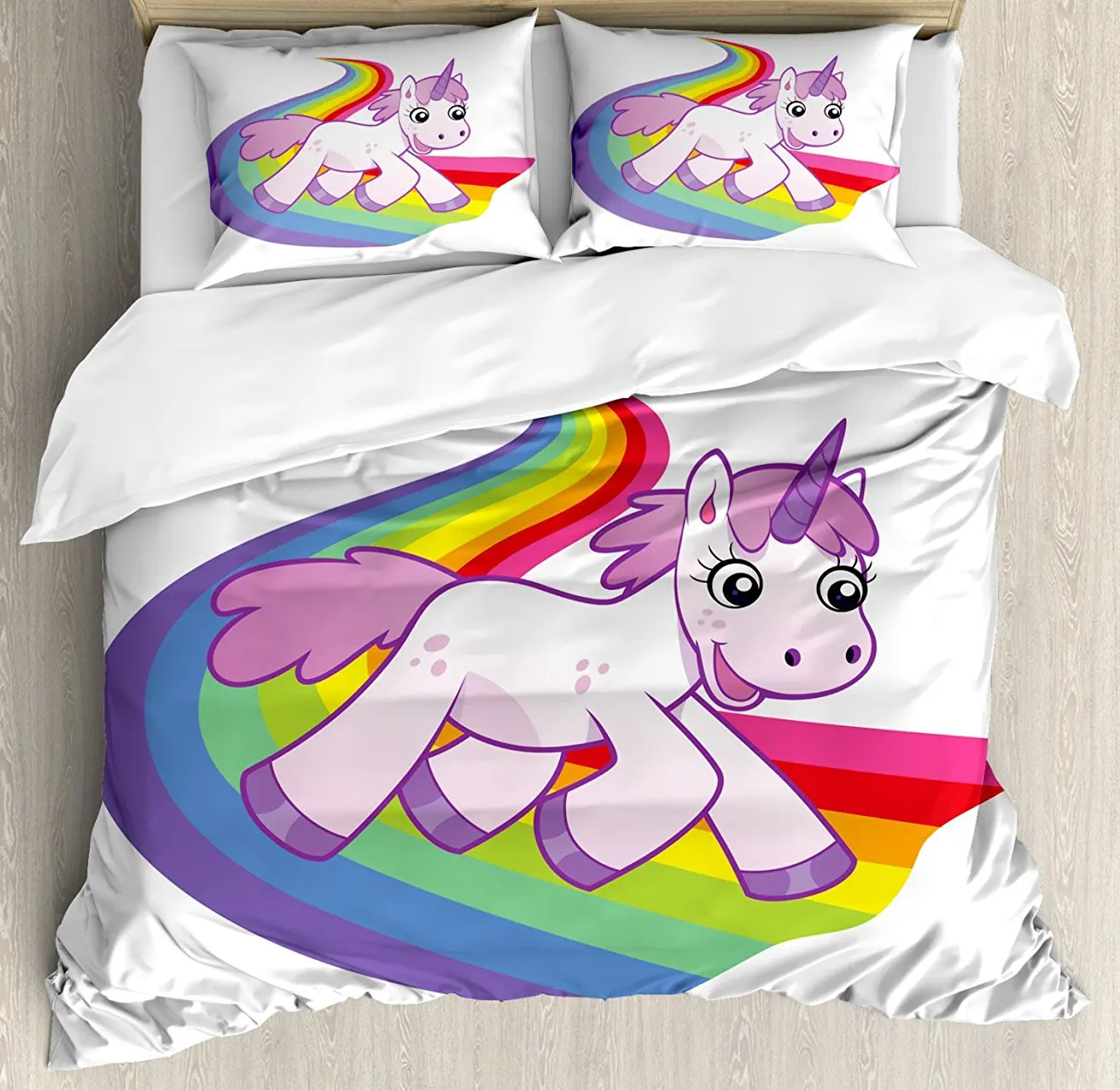 Набор пододеяльников детский Единорог бегает по радуге мифологическая фантазия