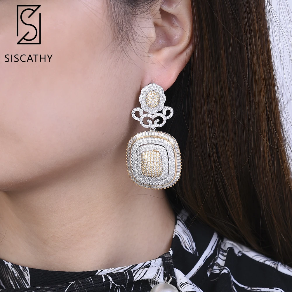 SISCATHY 2019 Новые Роскошные AAA кубический цирконий большой квадратный кулон Висячие