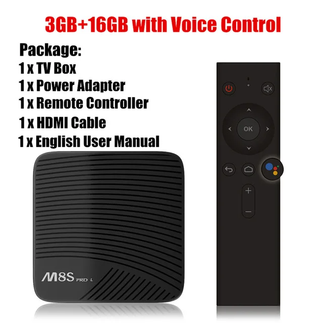 3GB16GB Mecool Android tv BOX Amlogic S912 Восьмиядерный 3 Гб 16 Гб/32 ГБ 4K wifi H265 HD 3D M8S PRO L Голосовое управление Android 7,1 VS Android 8,1 - Цвет: 3GB16GB