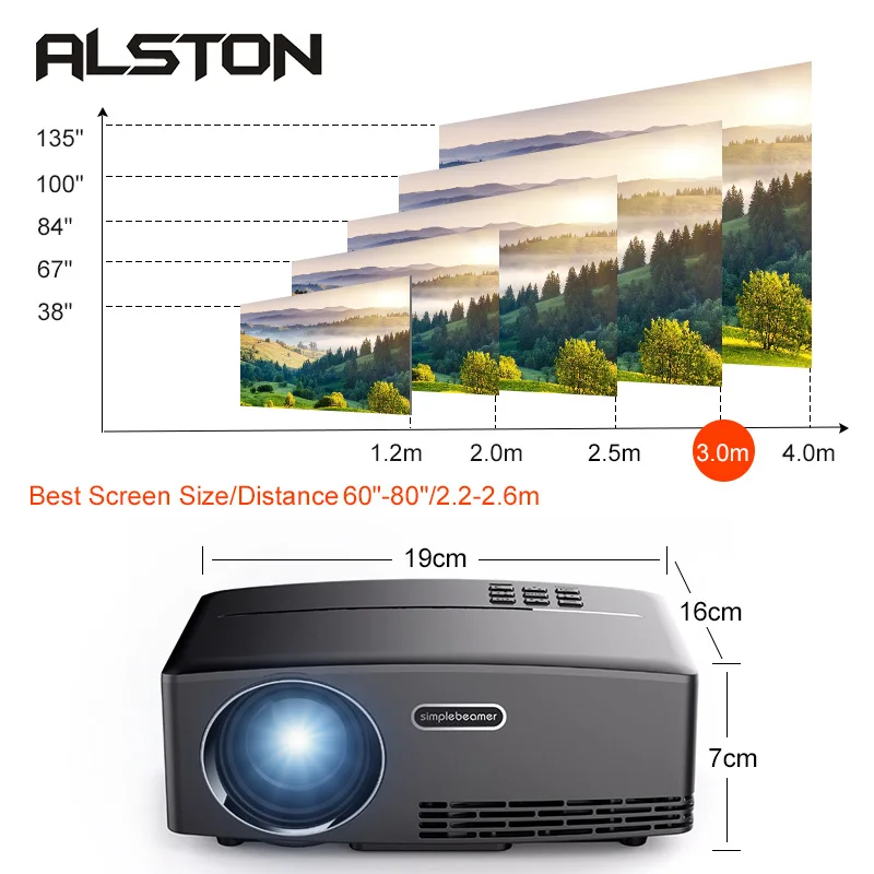 ALSTON 1800 люмен 4 K HD проектор светодиодный видеопроектор GP80 Портативный