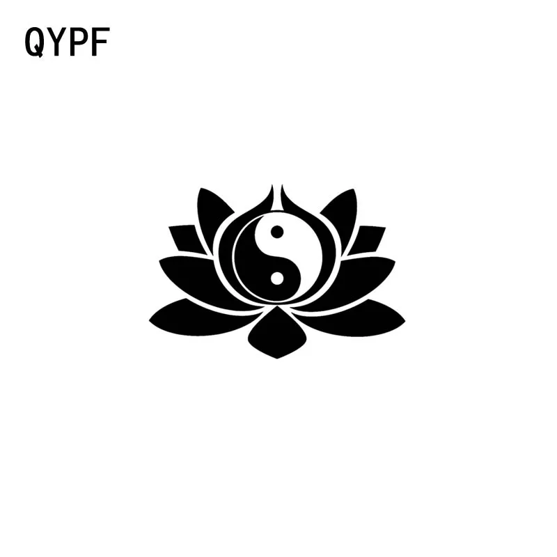 

QYPF, 13,2 см * 9 см, лотос и Инь и Ян, виниловые автомобильные наклейки, наклейки, черный, серебристый цвет