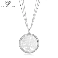 attractto fashion stainless steel gold necklace pendant for women tree of life necklaces luxury brand jewelry necklace sne180003