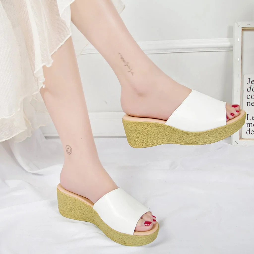 Fashion Women Summer Platform Slides Casual Wedge Peep Toe Beach Slippers | Обувь