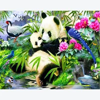 china panda home decor diy diamond painting cat animal full drill square embroidery round single cute cartoon wall painting sale