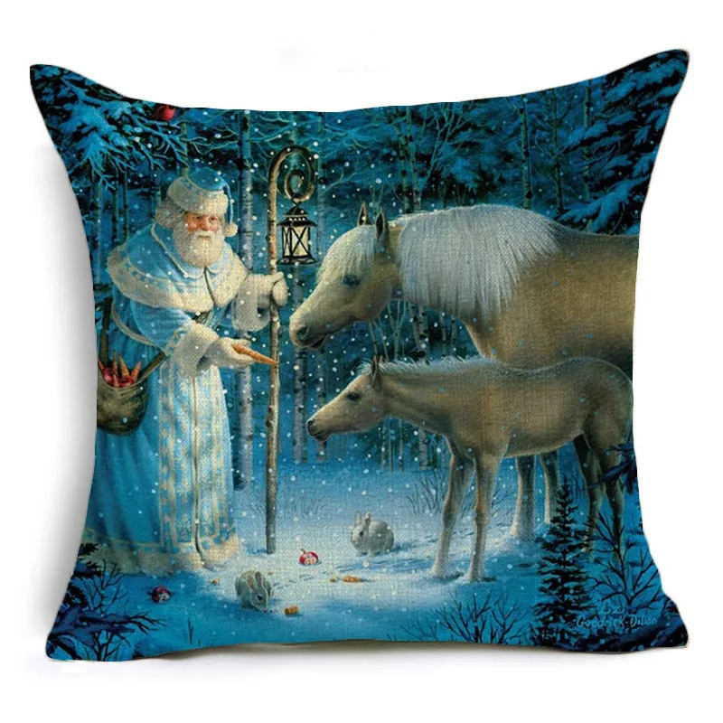 Monily Рождественская хлопковая льняная наволочка Санта Клаус Олень Снеговик чехлы