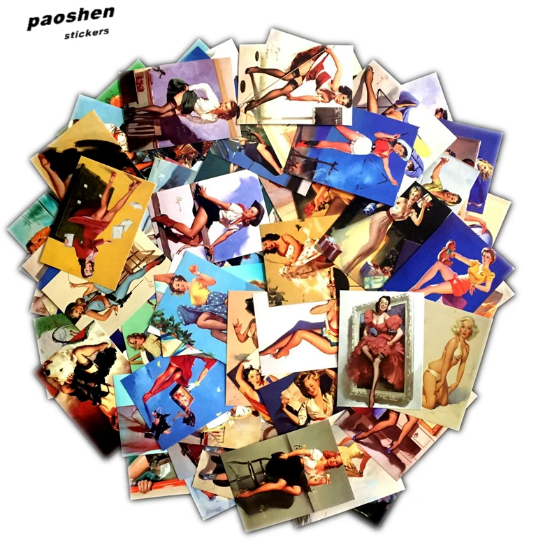100 шт. водонепроницаемые Стикеры для девочек в стиле ретро ПВХ стикеры ноутбука