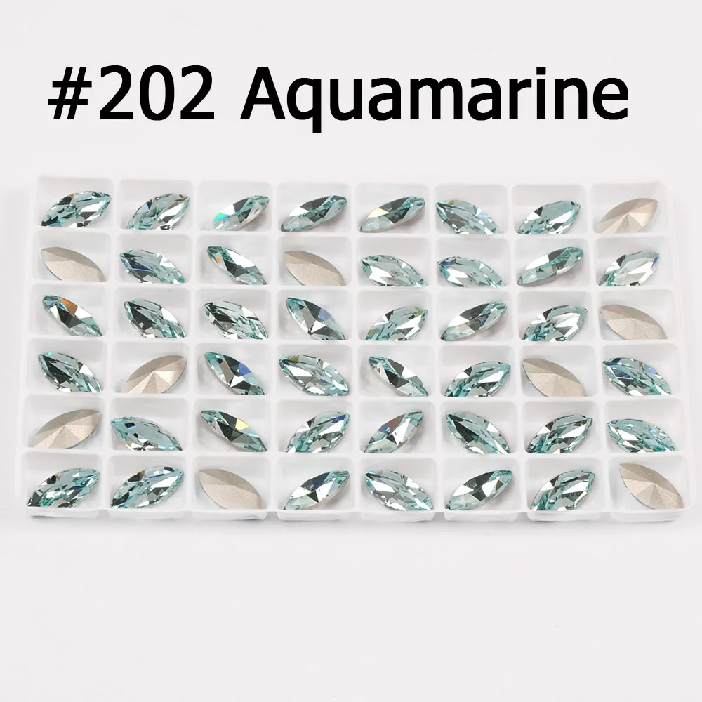 Aquamarine Стразы с блестящими кристаллами, Пришивные, с когтями, Наветт, сделай сам, цветные стразы, платье, Необычные стразы из камня, стекло, для ювелирных изделий, одежда - Цвет: Aquamarine