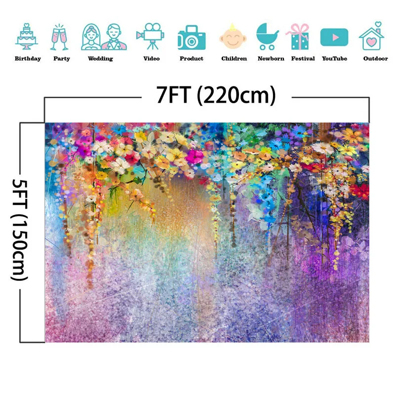 Photography Backdrop Colorful Flower Forest Tree Backdrops Rainbow Scenery Children Kids Photo Background | Электроника