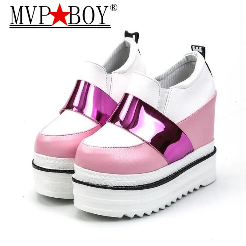 MVP BOY 2018 весенний дизайн женские модные кроссовки розовые черные блестящие туфли