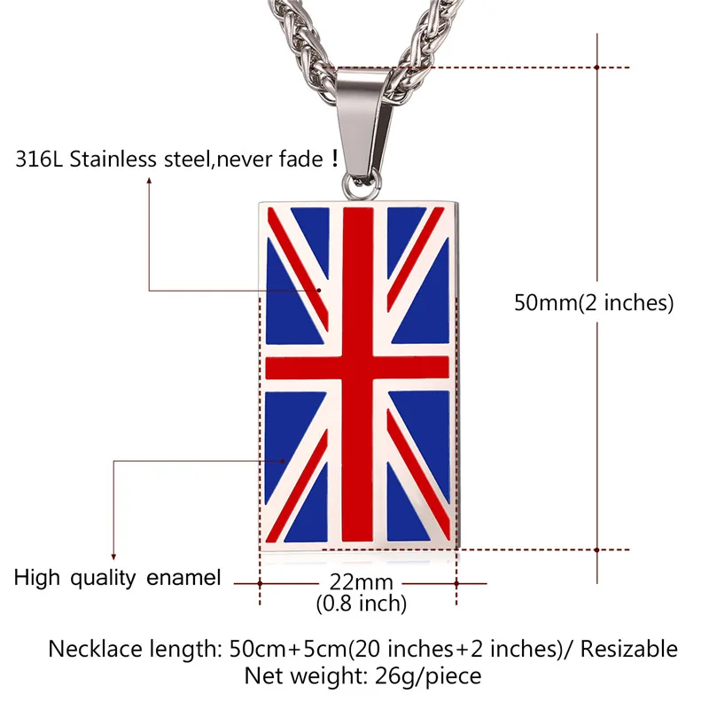 Ожерелья и кулоны Collare с флагом Великобритании золотистого цвета из нержавеющей
