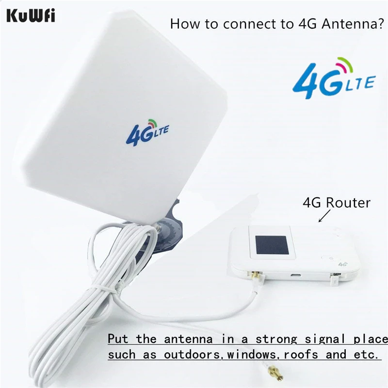 Антенна KuWFi 4G LTE разъем SMA 35dBi длинная сеть с разъемом типа C для