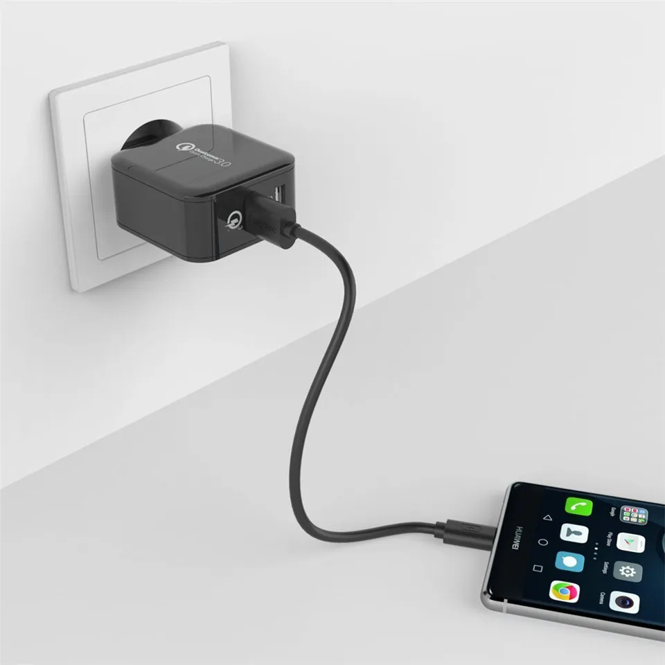Easyacc 30 Вт 4.8A Зарядное устройство Quick Charge 3 0 2 Порты и разъёмы смарт адаптер с 100 см
