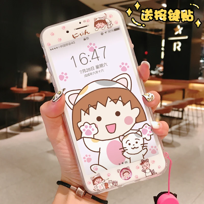 Задняя крышка для iPhone XS MAX/XR Chibi Maruko милое закаленное стекло с изображением кошки