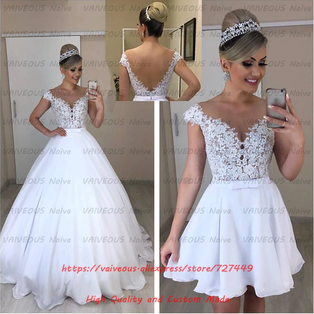 Vestido de Noiva 2 em 1 Дешевое бальное платье принцессы в свадебное 2020 со съемным