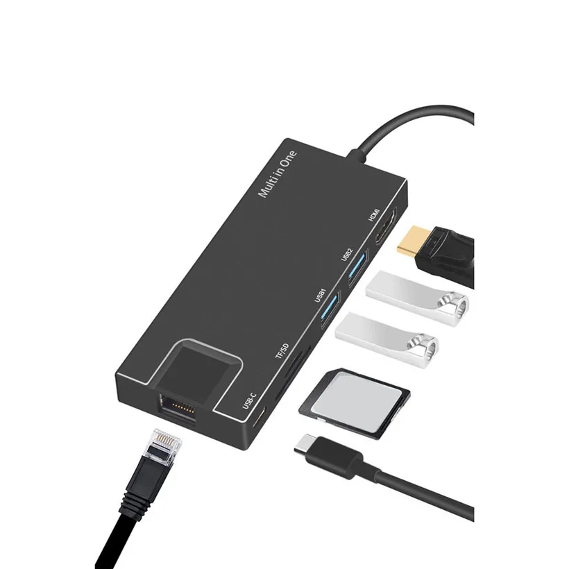Адаптер CARPRIE 8 в 1 с USB-портами типа C на USB 3 0 HDMI 4K RJ45 Ethernet адаптер Micro SD TF кардридер
