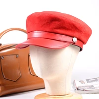 new womens mens real suede leather flat cap beret newsboy armynavy caphat