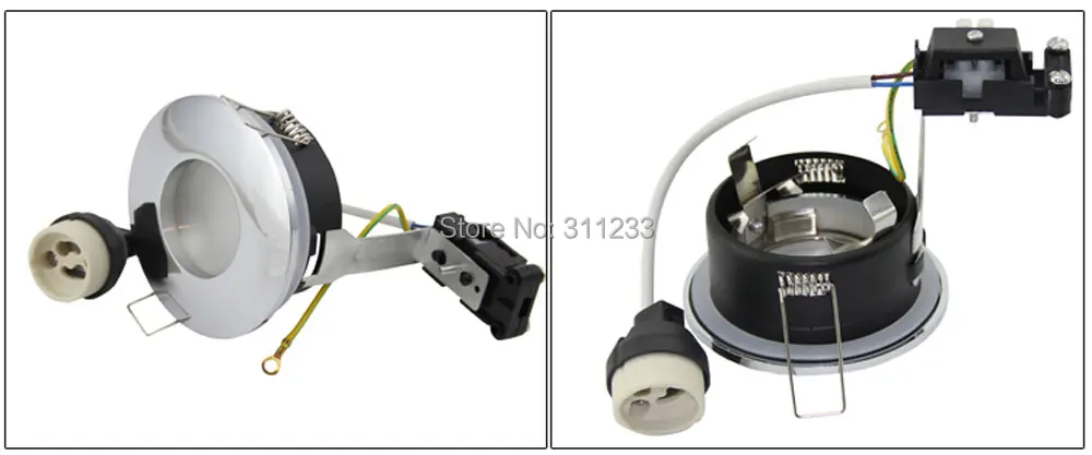 

White Waterproof IP65 Bathroom Kitchen Moisture Light Fitting Set 70mm Cutout with GU10 Socket