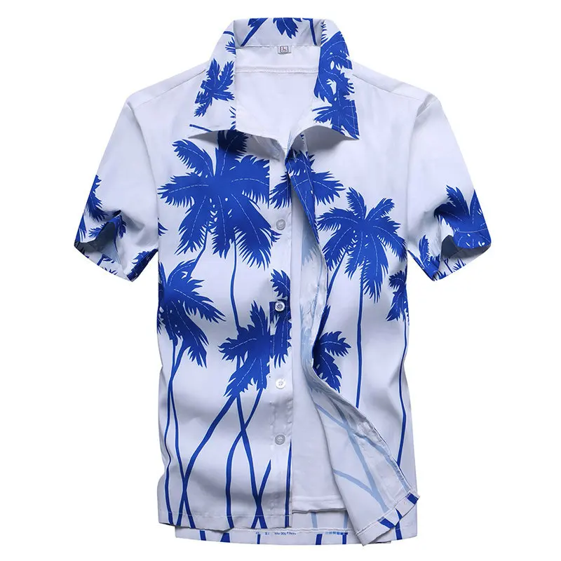 Мужская гавайская рубашка мужская повседневная camisa masculina с принтом пляжные рубашки короткий рукав Новинка азиатские SizeM-5XL - Цвет: Asian Size