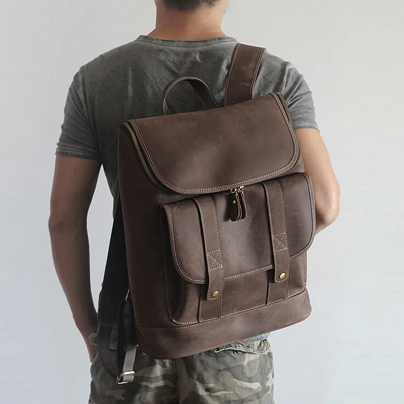 Рюкзак унисекс из натуральной кожи дорожные сумки для мужчин и женщин школьные