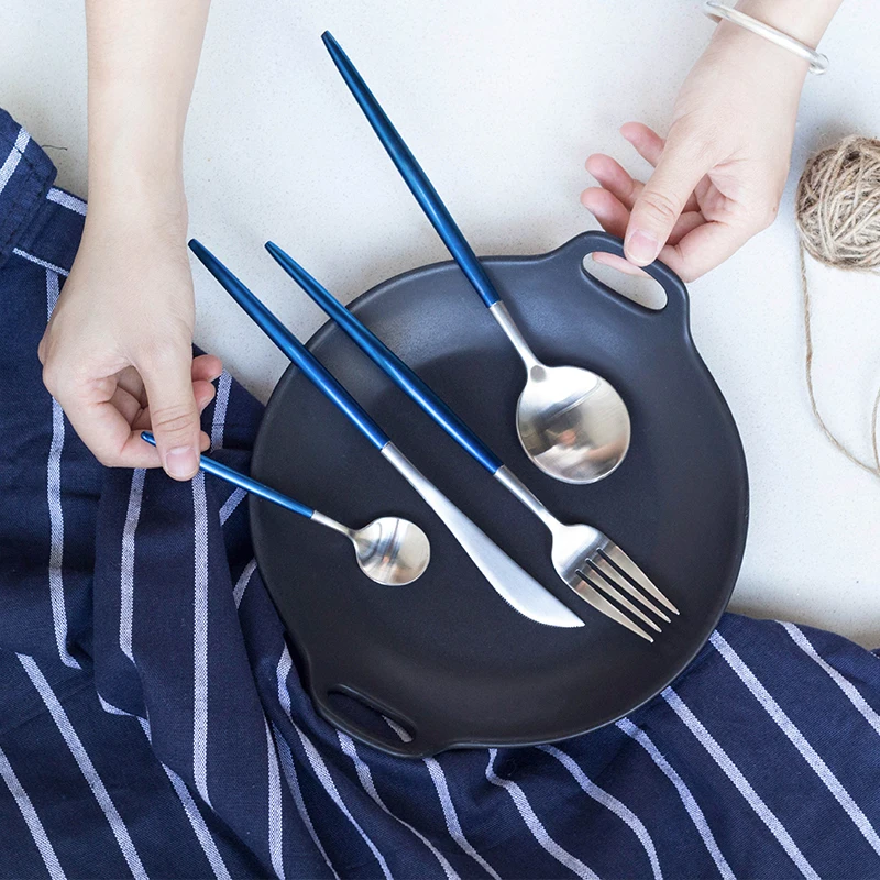 Набор голубых столовых приборов из нержавеющей стали 304 4 шт.|blue cutlery set|dinnerware setcutlery
