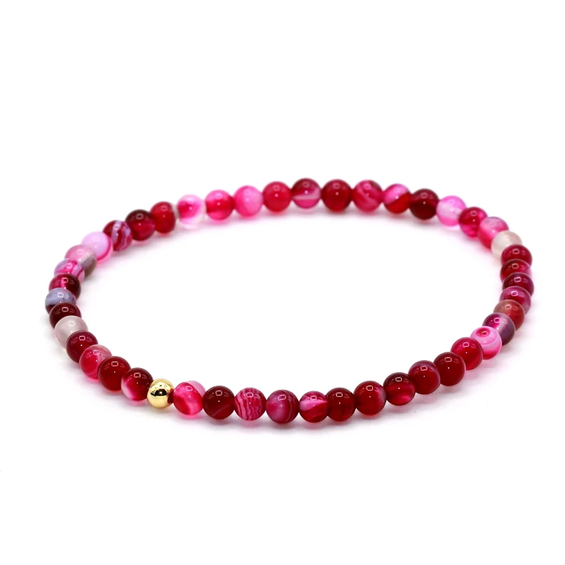 hot pin stripe agate Тигровые глаза браслеты ISES браслеты "Будда" 4 мм из натуральных круглых камней бусины эластичность веревка мужской женский браслет - Окраска металла: hot pin stripe agate