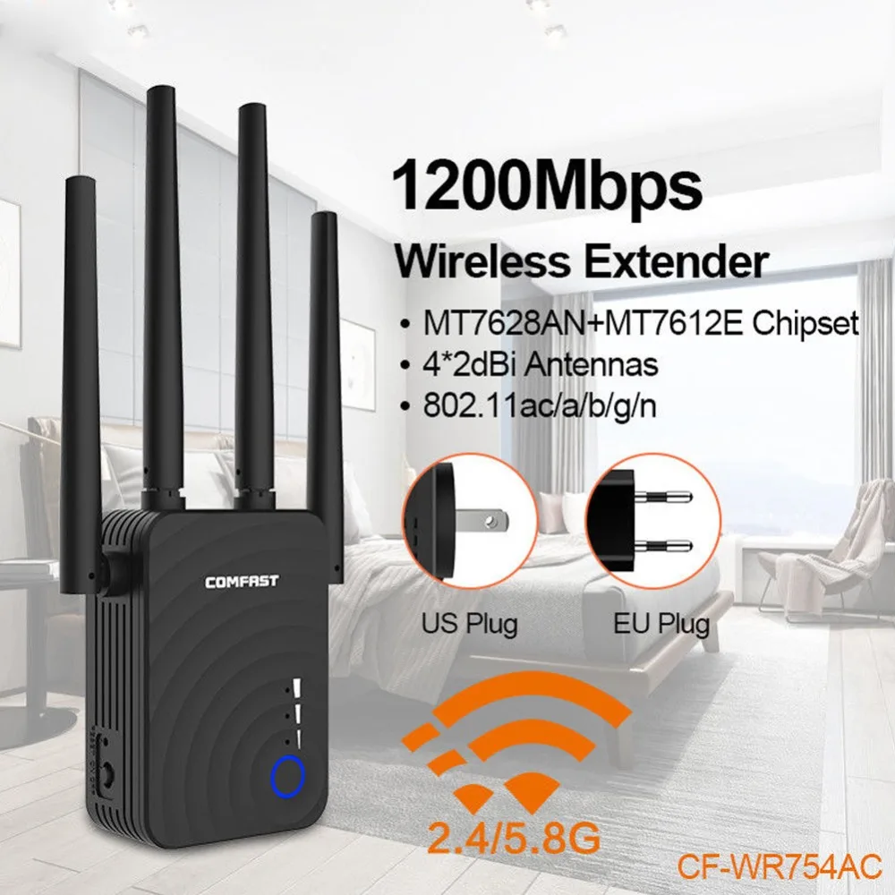 Лидер продаж-Новые 4 * 2dbi 1200 Мбит/с Беспроводной расширитель Wi-Fi