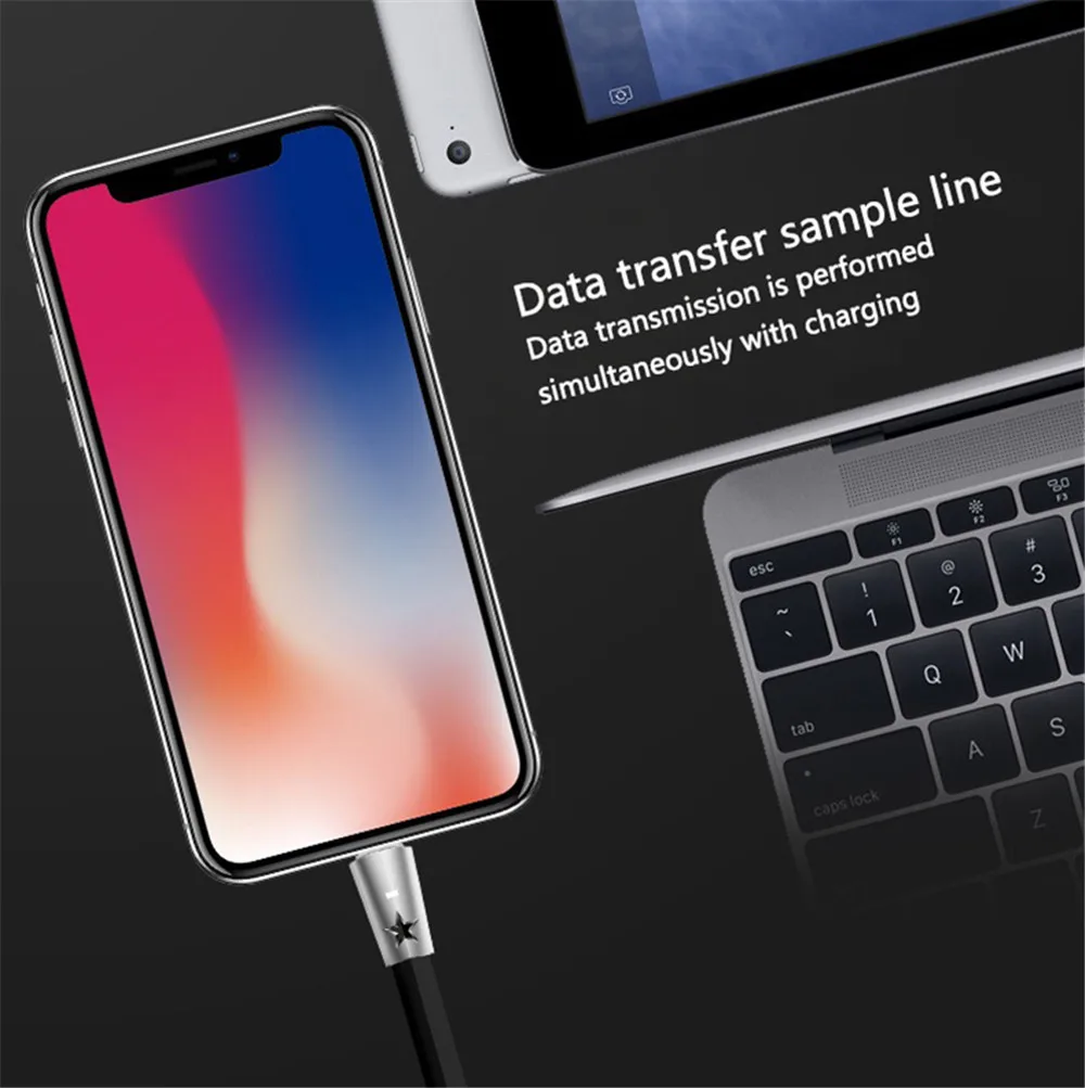 NOHON цинковый сплав зарядное устройство кабель для зарядки 8 Pin iPhone X 10 7 XS Plus iPad Mini IOS