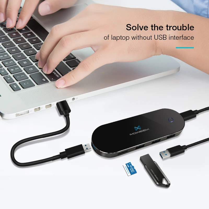 Moweek USB HUB Type C to 3.0 hub usb splitter 7 in 1 SD/TF Card Reader for MacBook Samsung S9 huawei P20/P20 pro | Компьютеры и офис