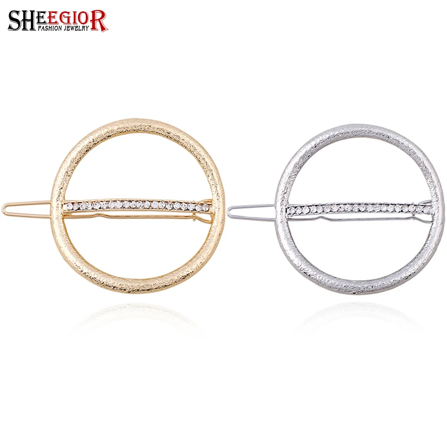 SHEEGIOR Classic Crystal Circular Hairgrips Hair Accessories for Women Gold Silver color Clip Rhinestone Party Jewelry | Украшения и