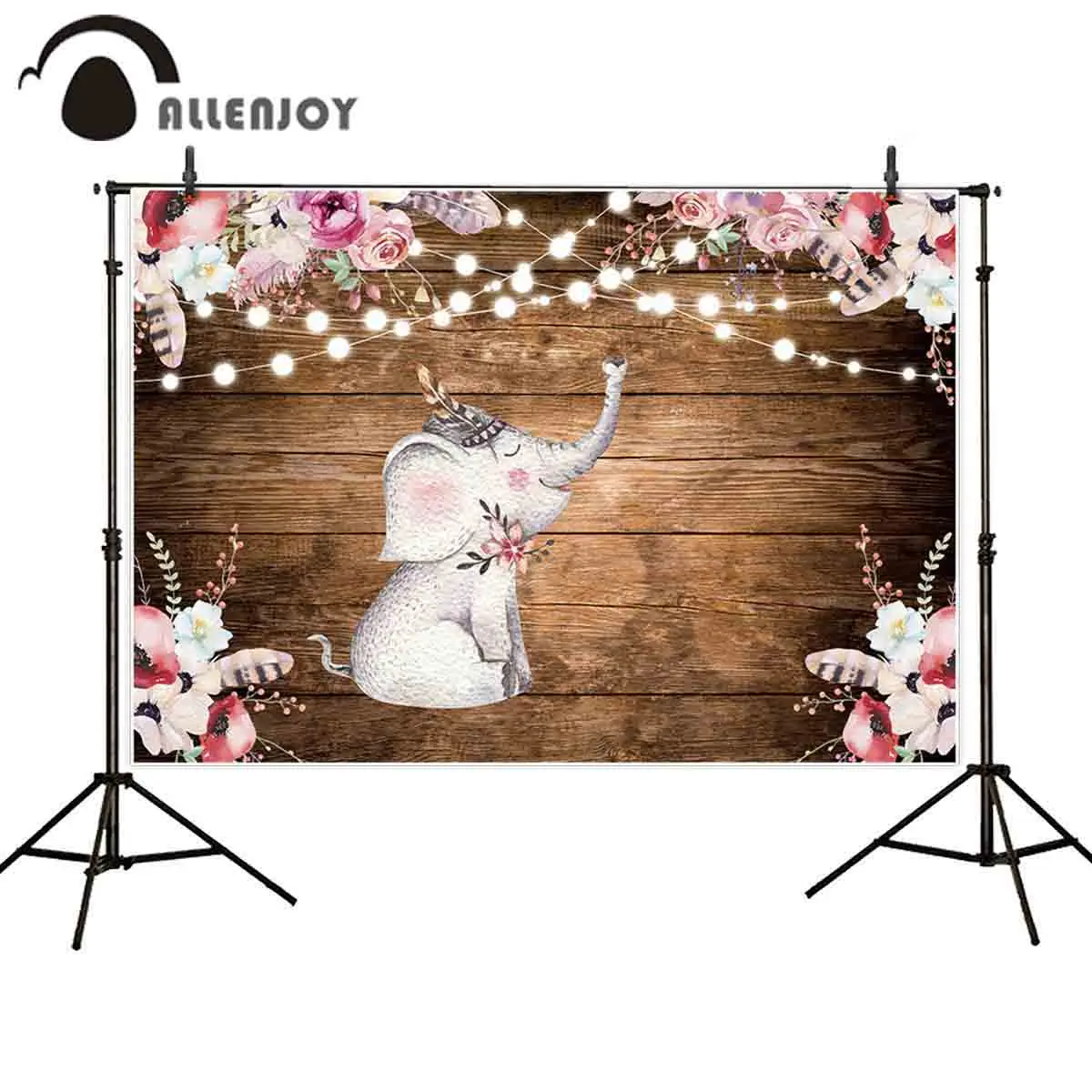 Фотофон allenjoy фон для фотосъемки с деревянной доской слон цветы детский душ день