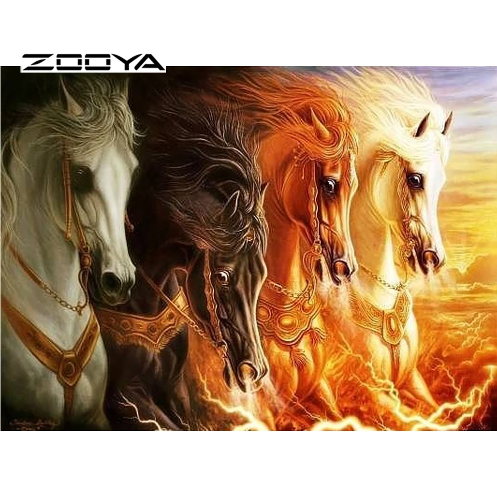 ZOOYA алмазная живопись квадратные животные лошади вышивка рукоделие мозаика