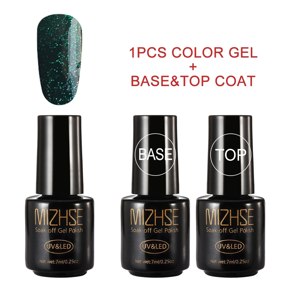 GreenZ005 and BT MIZHSE гель лак для ногтей Набор для маникюра Праймер Блеск личная гигиена лак Полупостоянный верхний слой гель лак для ногтей - Цвет: GreenZ005 and BT